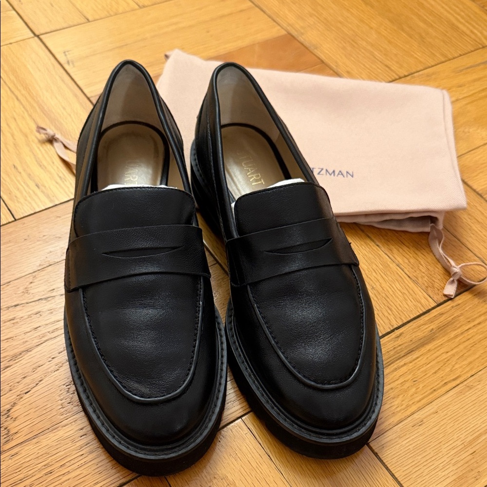 Stuart Weitzman Black Leather Women's Loafers
